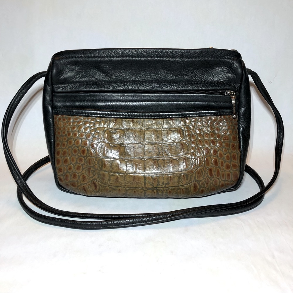 Great Bags Crocodile Texture Leather Two-Toned Crossbody Bag.